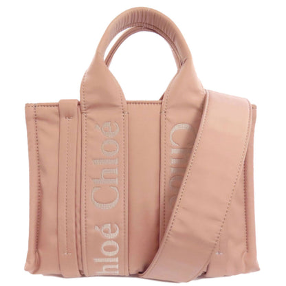 CHLOE クロエ ウッディトート 2WAY ハンドバッグ ナイロン レディース 中古