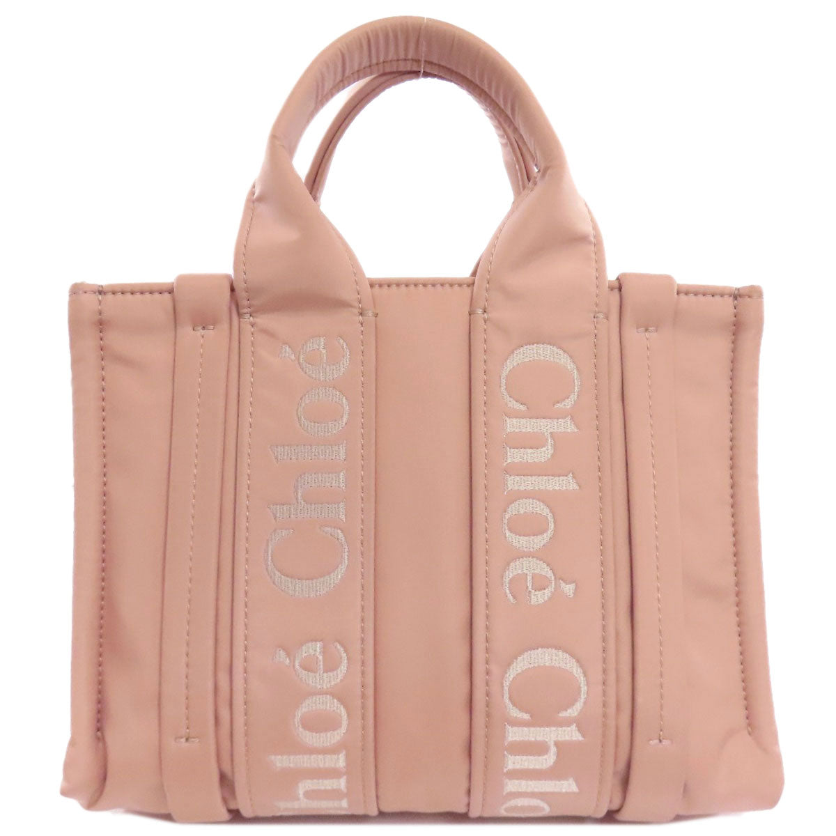 CHLOE クロエ ウッディトート 2WAY ハンドバッグ ナイロン レディース 中古