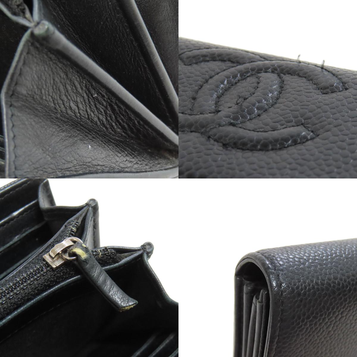 CHANEL シャネル ココマーク シルバー金具 長財布（小銭入れあり） グレインド カーフスキン レディース 中古