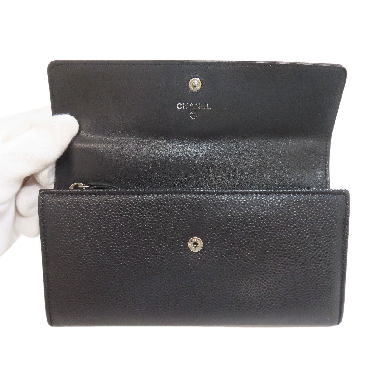 CHANEL シャネル ココマーク シルバー金具 長財布（小銭入れあり） グレインド カーフスキン レディース 中古