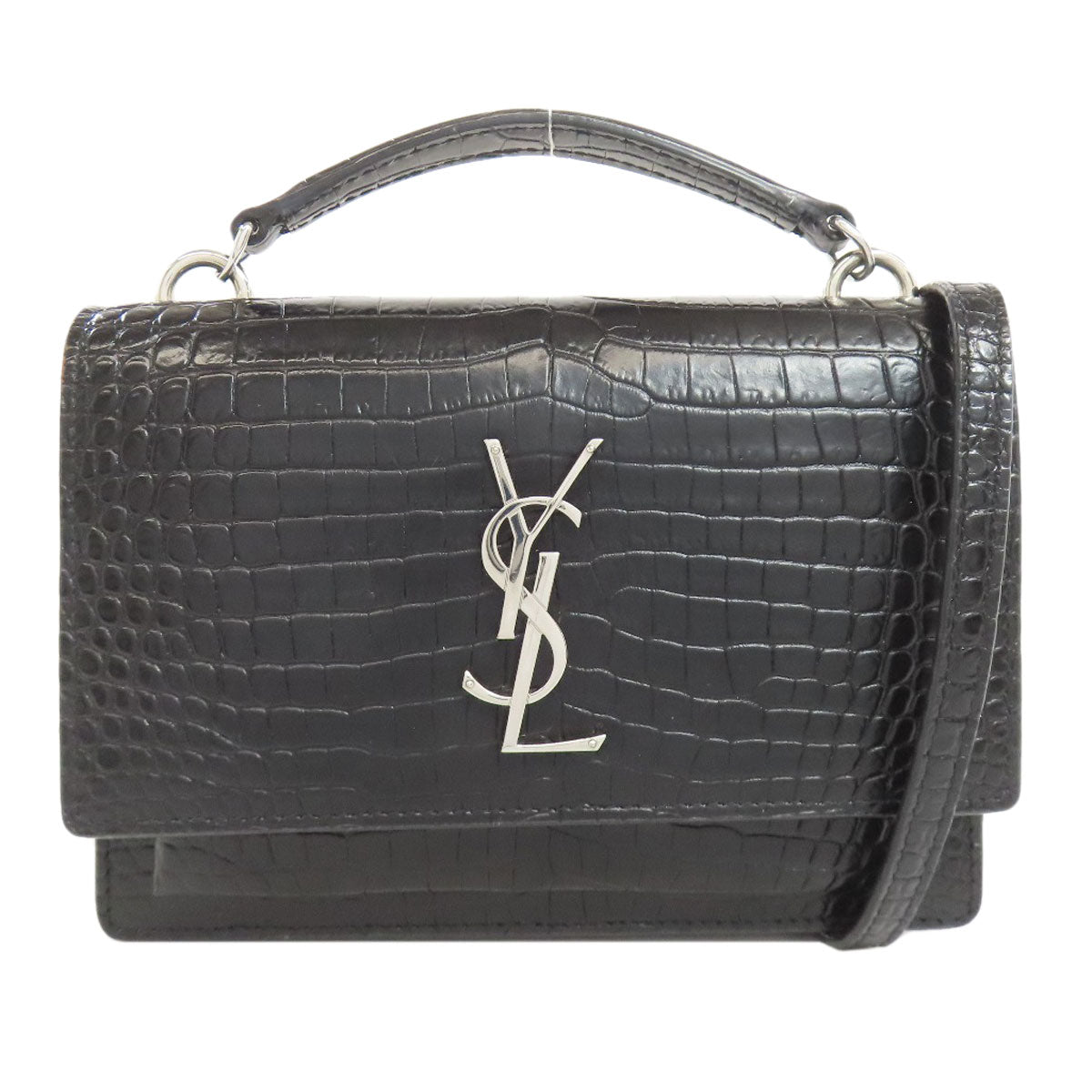YVES SAINT LAURENT イヴ・サンローラン チェーンウォレット 型押し 長財布（小銭入れあり） カーフ レディース 中古