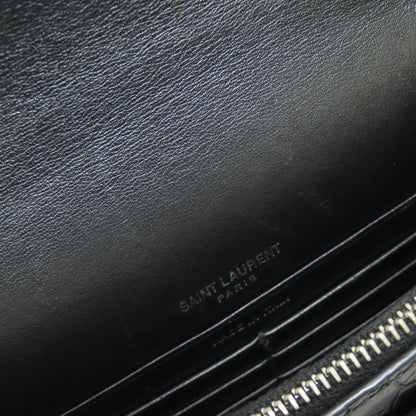 YVES SAINT LAURENT イヴ・サンローラン チェーンウォレット 型押し 長財布（小銭入れあり） カーフ レディース 中古