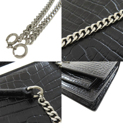 YVES SAINT LAURENT イヴ・サンローラン チェーンウォレット 型押し 長財布（小銭入れあり） カーフ レディース 中古