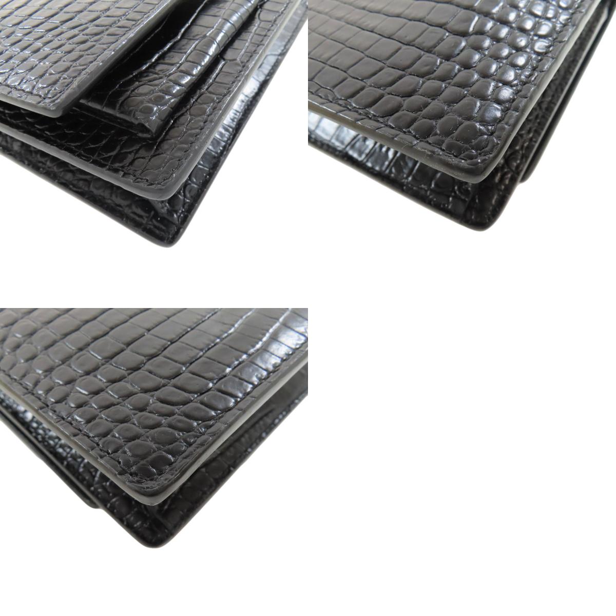 YVES SAINT LAURENT イヴ・サンローラン チェーンウォレット 型押し 長財布（小銭入れあり） カーフ レディース 中古