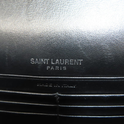YVES SAINT LAURENT イヴ・サンローラン チェーンウォレット 型押し 長財布（小銭入れあり） カーフ レディース 中古