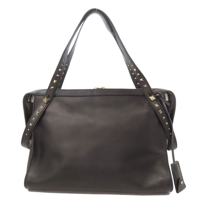 VALENTINO バレンティノ スタッズ ショルダーバッグ レザー レディース 中古
