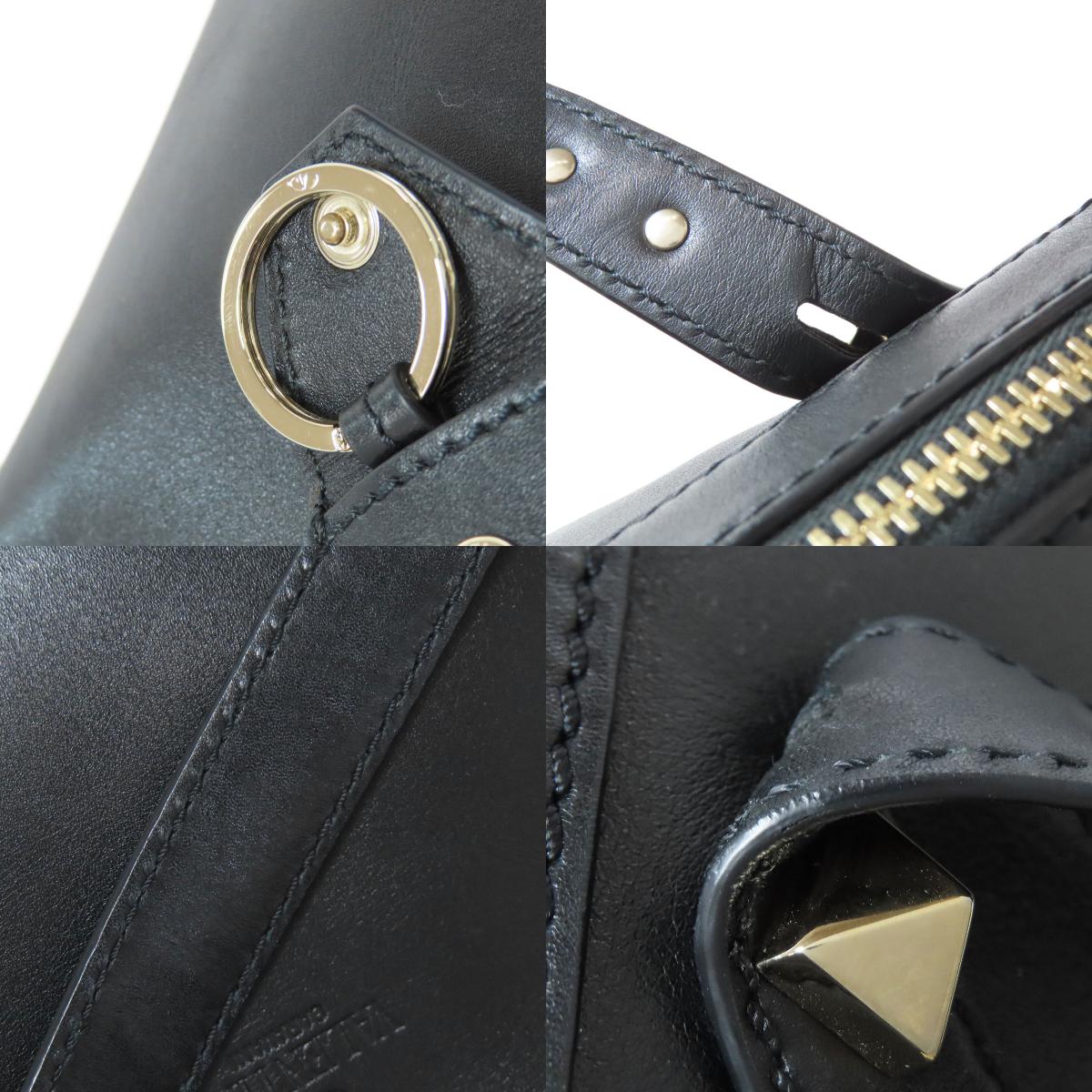 VALENTINO バレンティノ スタッズ ショルダーバッグ レザー レディース 中古