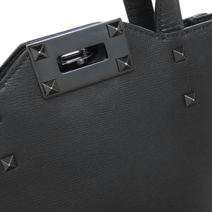 VALENTINO バレンティノ スタッズ ハンドバッグ レザー レディース 中古