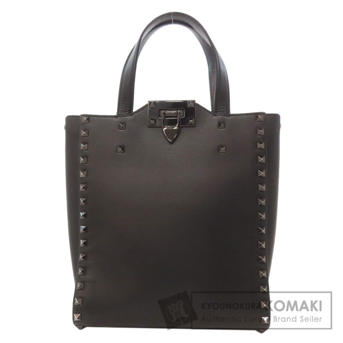 VALENTINO バレンティノ スタッズ ハンドバッグ レザー レディース 中古