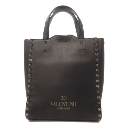 VALENTINO バレンティノ スタッズ ハンドバッグ レザー レディース 中古
