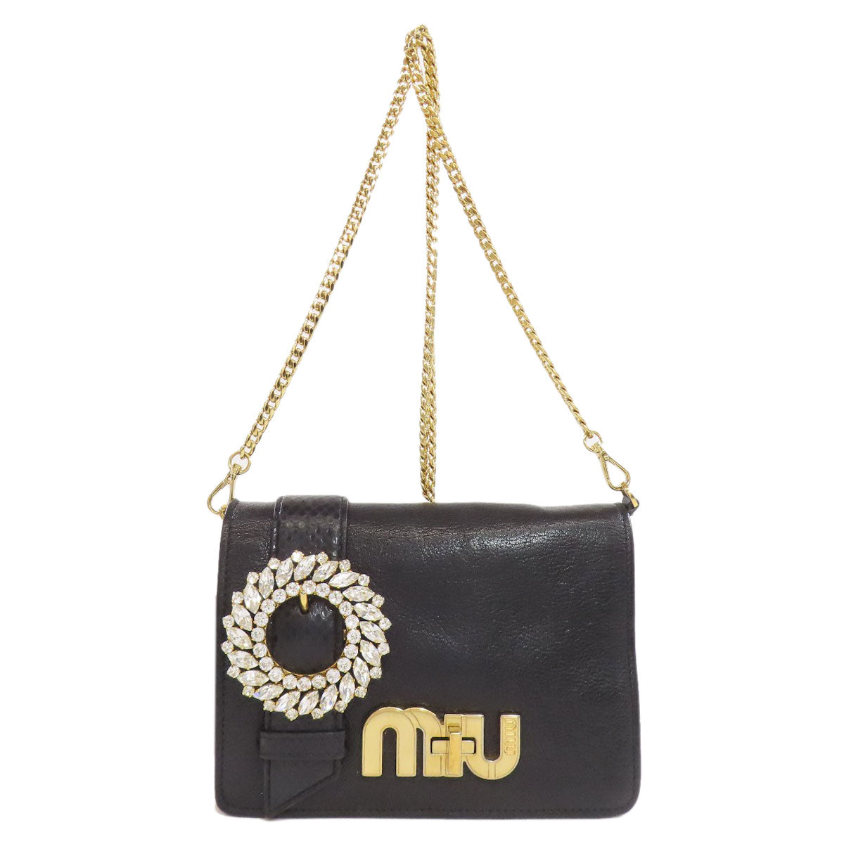 MIUMIU ミュウミュウ チェーンショルダー ショルダーバッグ カーフ レディース 中古