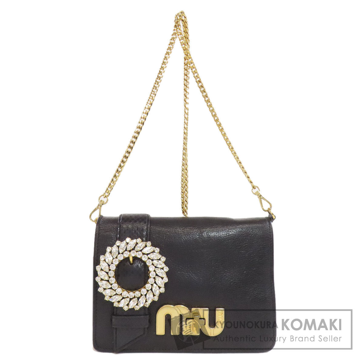 MIUMIU ミュウミュウ チェーンショルダー ショルダーバッグ カーフ レディース 中古