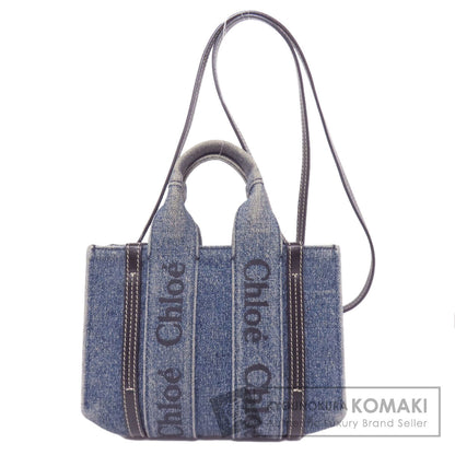 CHLOE クロエ ウッディ ミニ 2WAY ハンドバッグ デニム レディース 中古