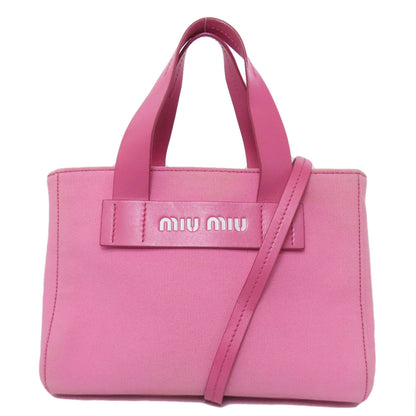 MIUMIU ミュウミュウ 5BA176 2WAY ハンドバッグ キャンバス レディース 中古