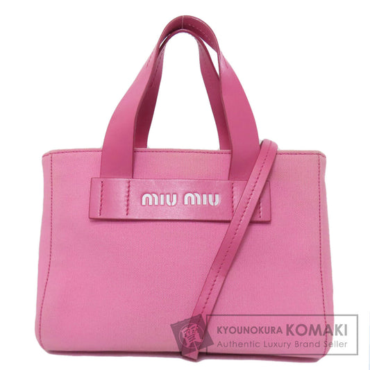 MIUMIU ミュウミュウ 5BA176 2WAY ハンドバッグ キャンバス レディース 中古