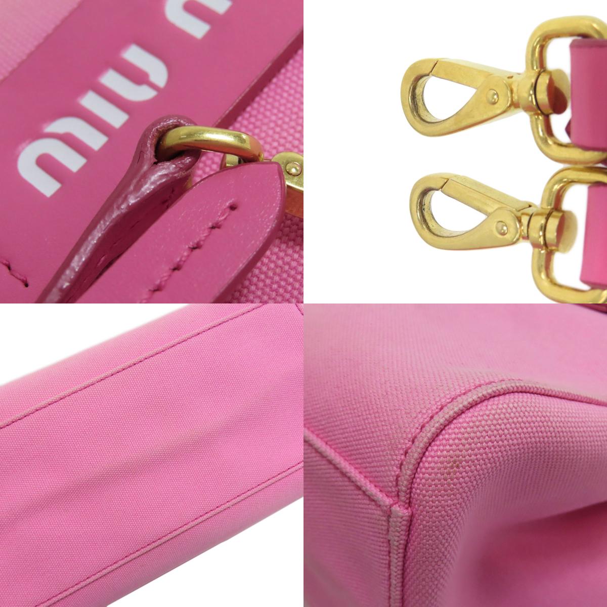 MIUMIU ミュウミュウ 5BA176 2WAY ハンドバッグ キャンバス レディース 中古