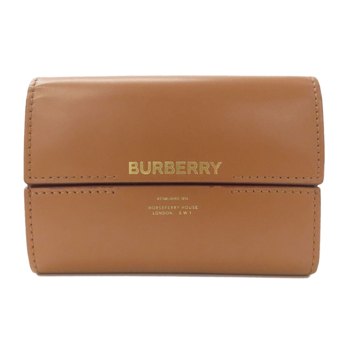 BURBERRY バーバリー ロゴ 二つ折り財布（小銭入れなし） レザー レディース 中古