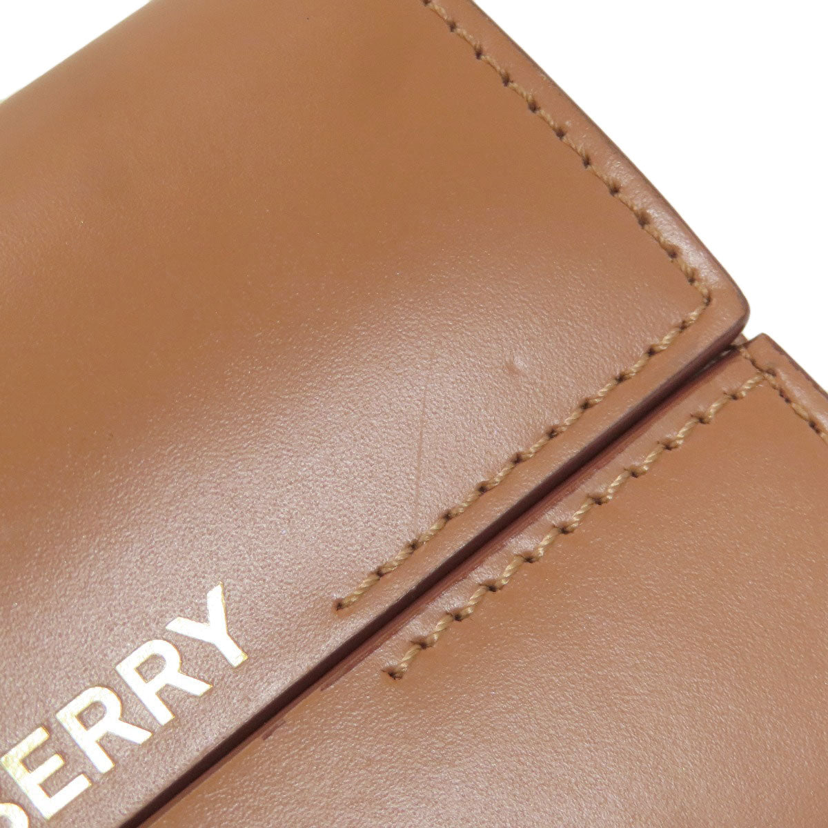 BURBERRY バーバリー ロゴ 二つ折り財布（小銭入れなし） レザー レディース 中古