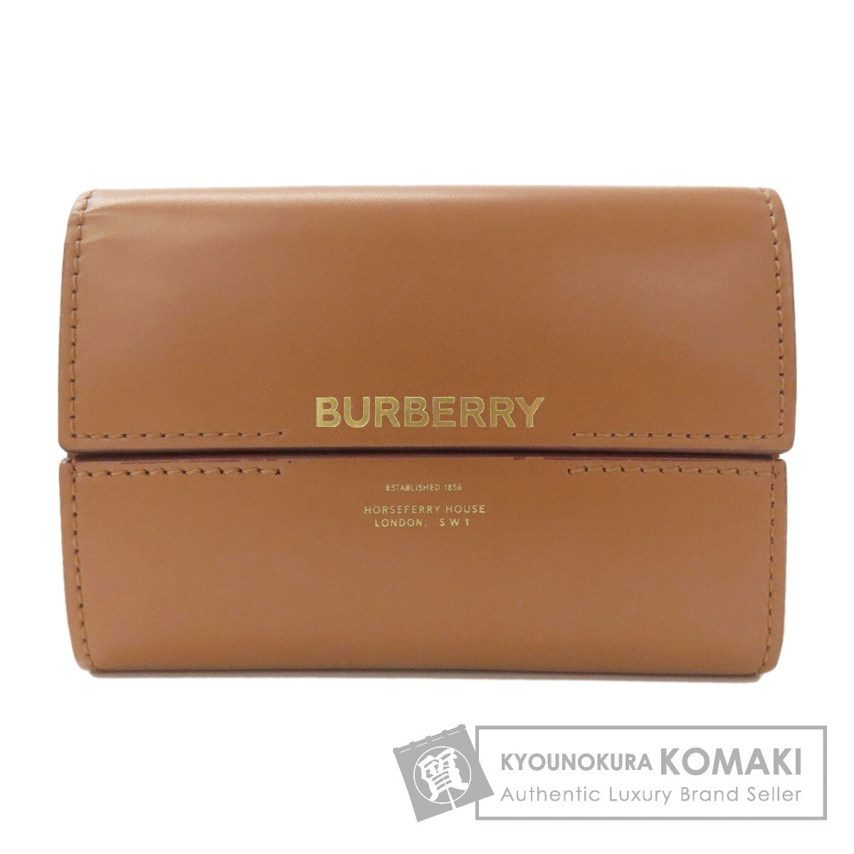 BURBERRY バーバリー ロゴ 二つ折り財布（小銭入れなし） レザー レディース 中古