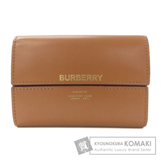 BURBERRY バーバリー ロゴ 二つ折り財布（小銭入れなし） レザー レディース 中古