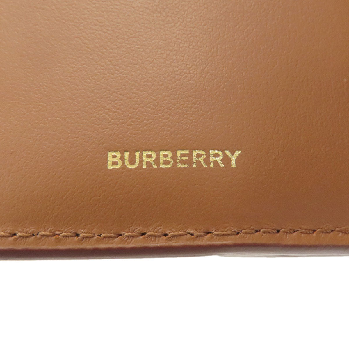 BURBERRY バーバリー ロゴ 二つ折り財布（小銭入れなし） レザー レディース 中古