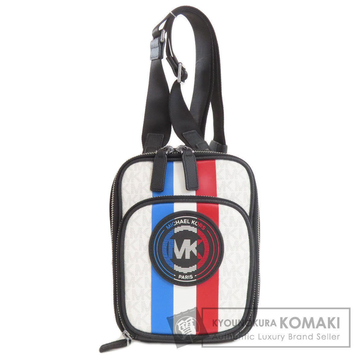 Michael Kors マイケルコース MKシグネチャー ストライプ ショルダーバッグ PVC レディース 中古