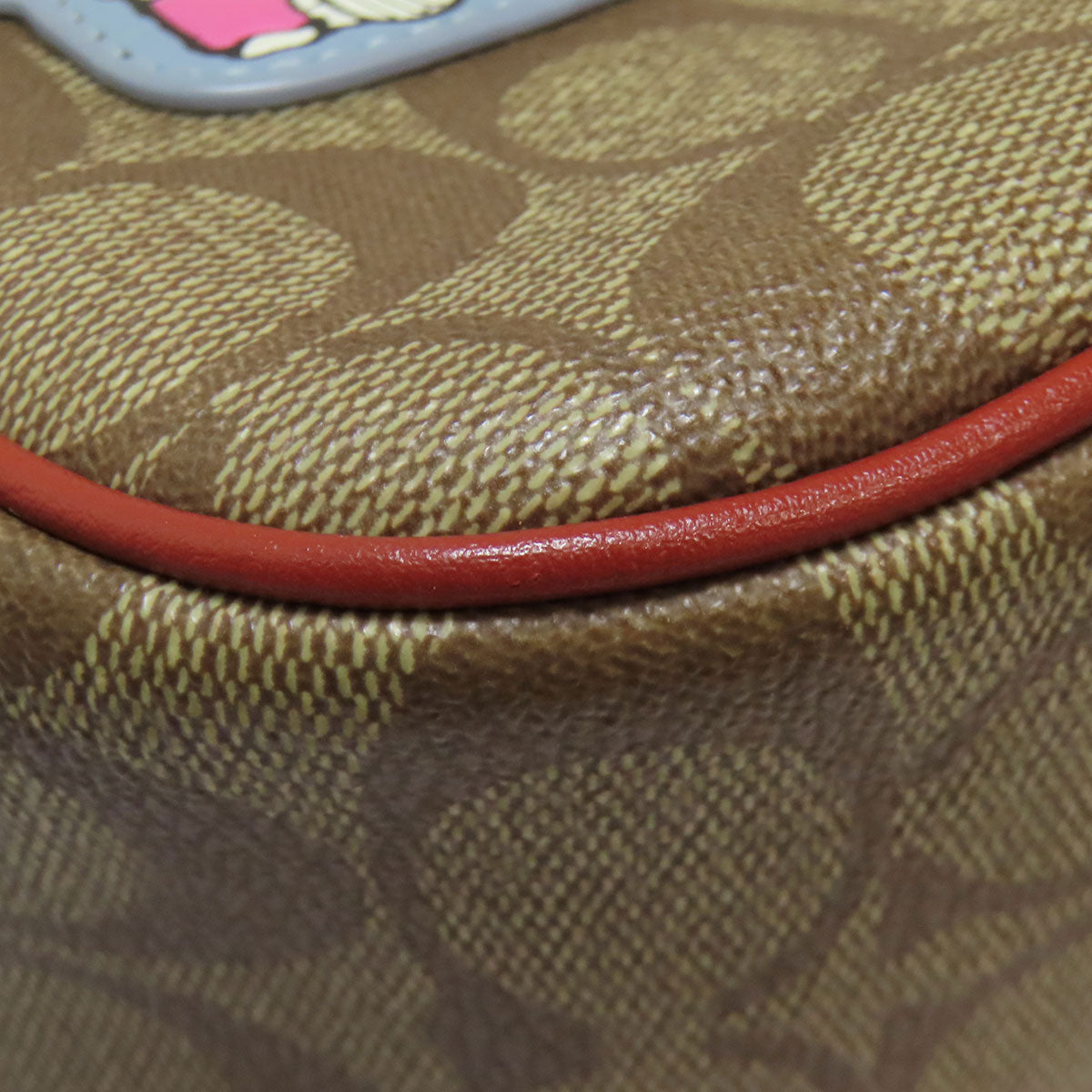 COACH コーチ CF304 スヌーピーコラボ シグネチャー ショルダーバッグ PVC レディース 中古