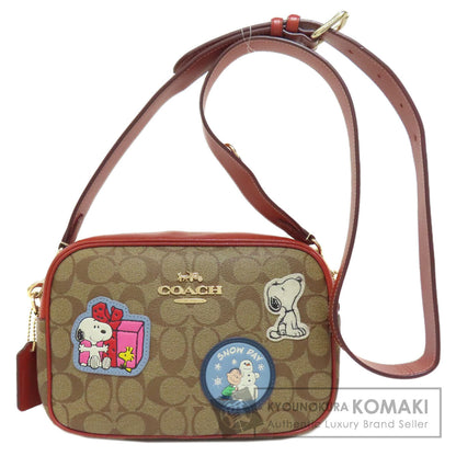 COACH コーチ CF304 スヌーピーコラボ シグネチャー ショルダーバッグ PVC レディース 中古