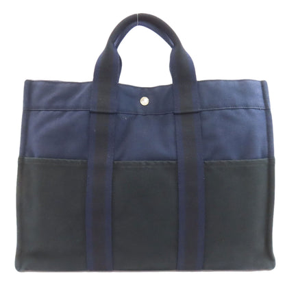 HERMES エルメス サックフールトゥMM ハンドバッグ キャンバス レディース 中古
