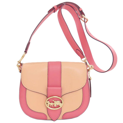COACH コーチ C8296 バイカラー ショルダーバッグ レザー レディース 中古