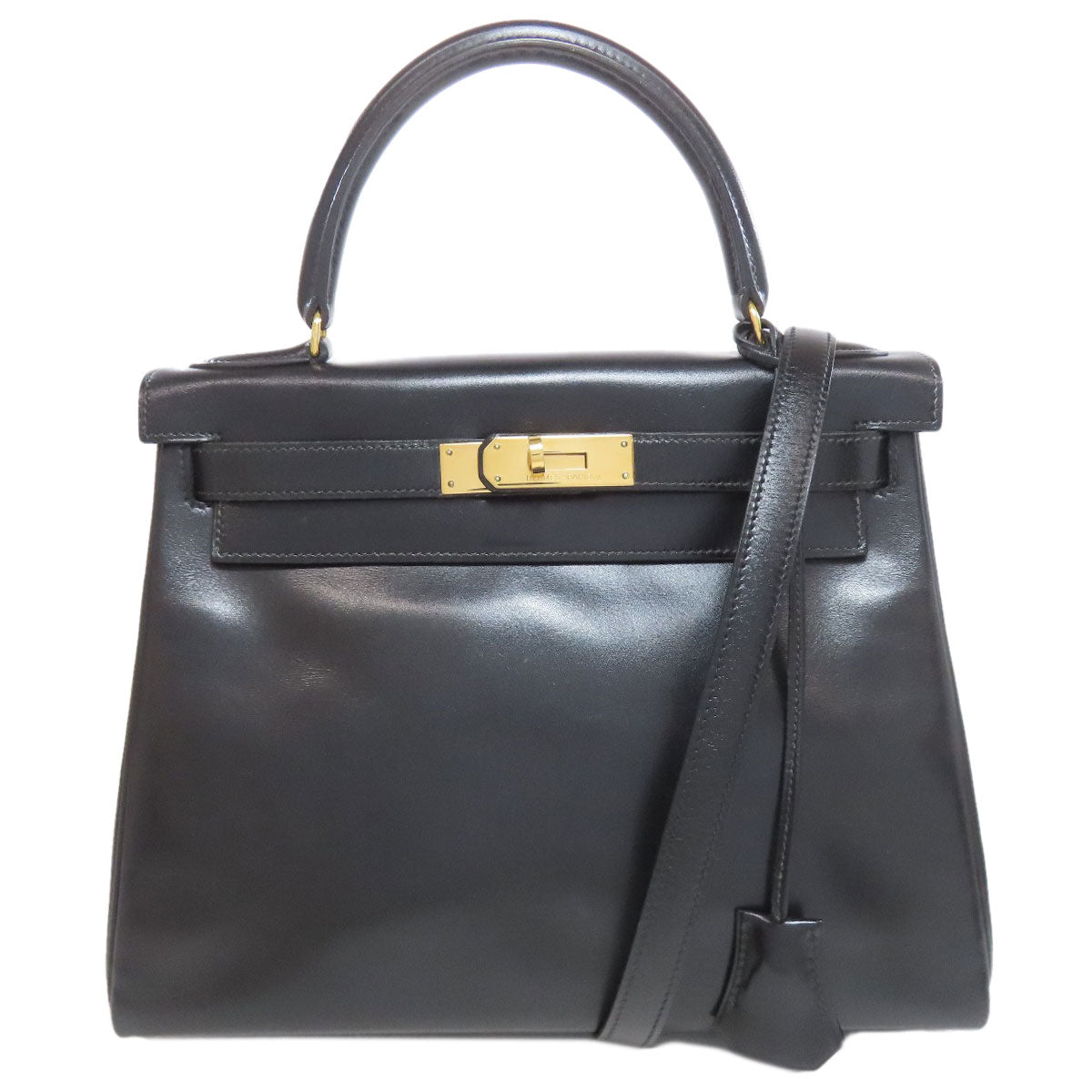 HERMES エルメス ケリー28 内縫い ゴールド金具 ハンドバッグ ボックスカーフ レディース 中古