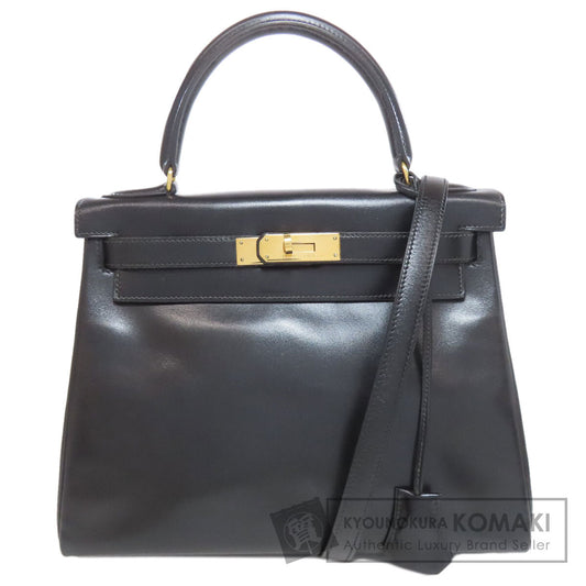 HERMES エルメス ケリー28 内縫い ゴールド金具 ハンドバッグ ボックスカーフ レディース 中古