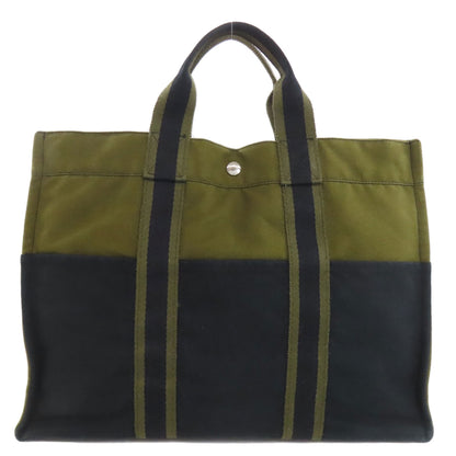 HERMES エルメス サックフールトゥMM ハンドバッグ キャンバス レディース 中古