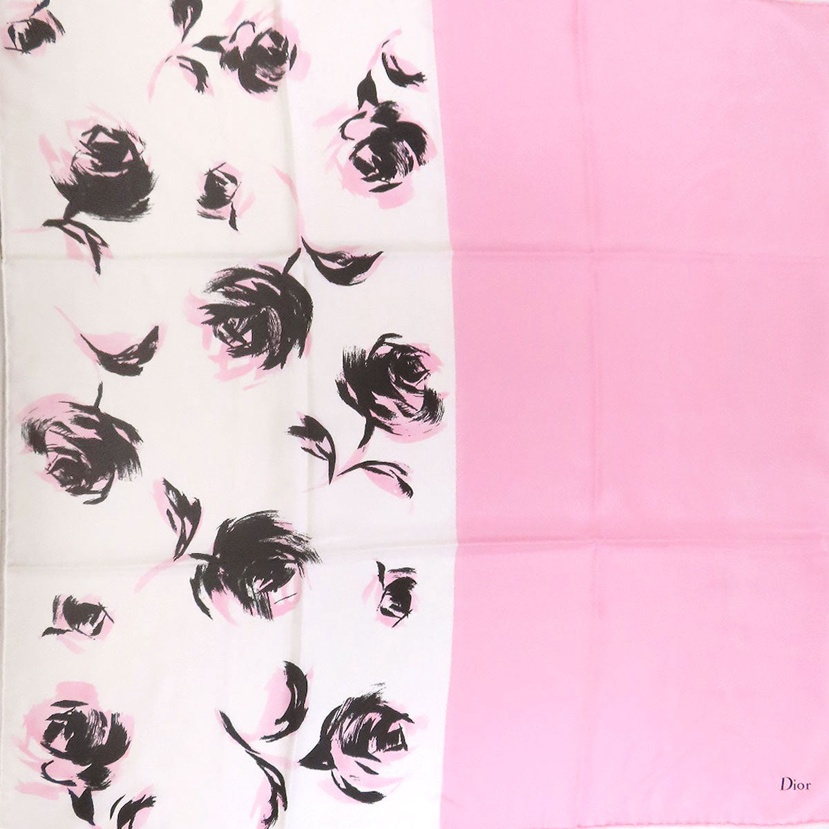 CHRISTIAN DIOR クリスチャンディオール フラワー柄 スカーフ シルク レディース 中古