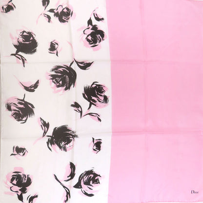 CHRISTIAN DIOR クリスチャンディオール フラワー柄 スカーフ シルク レディース 中古