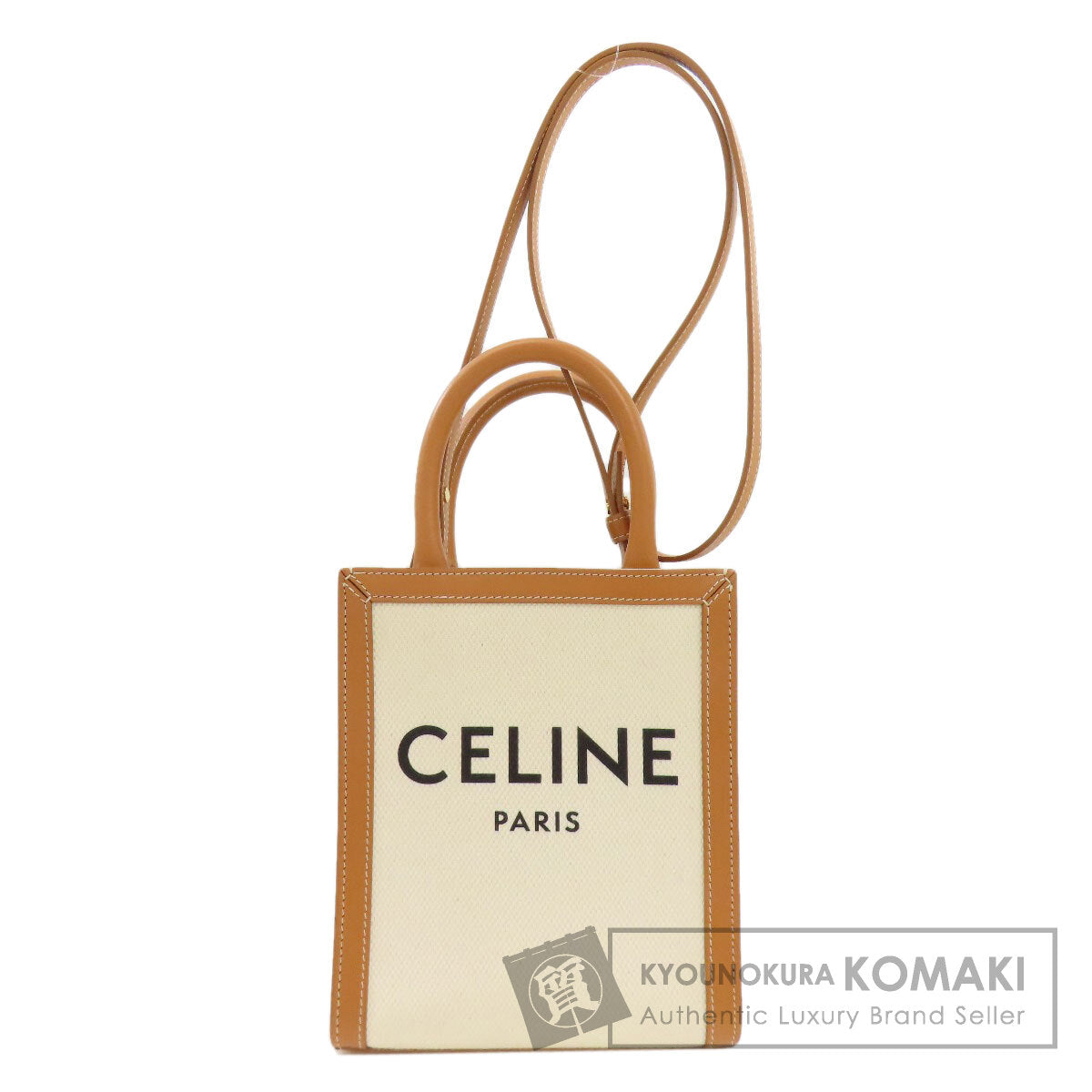 CELINE セリーヌ ミニバーティカルカバ 2WAY ハンドバッグ キャンバス レディース 中古