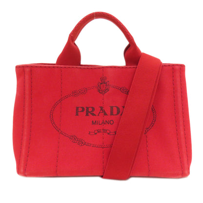 PRADA プラダ カナパミニ 2WAY ハンドバッグ キャンバス レディース 中古