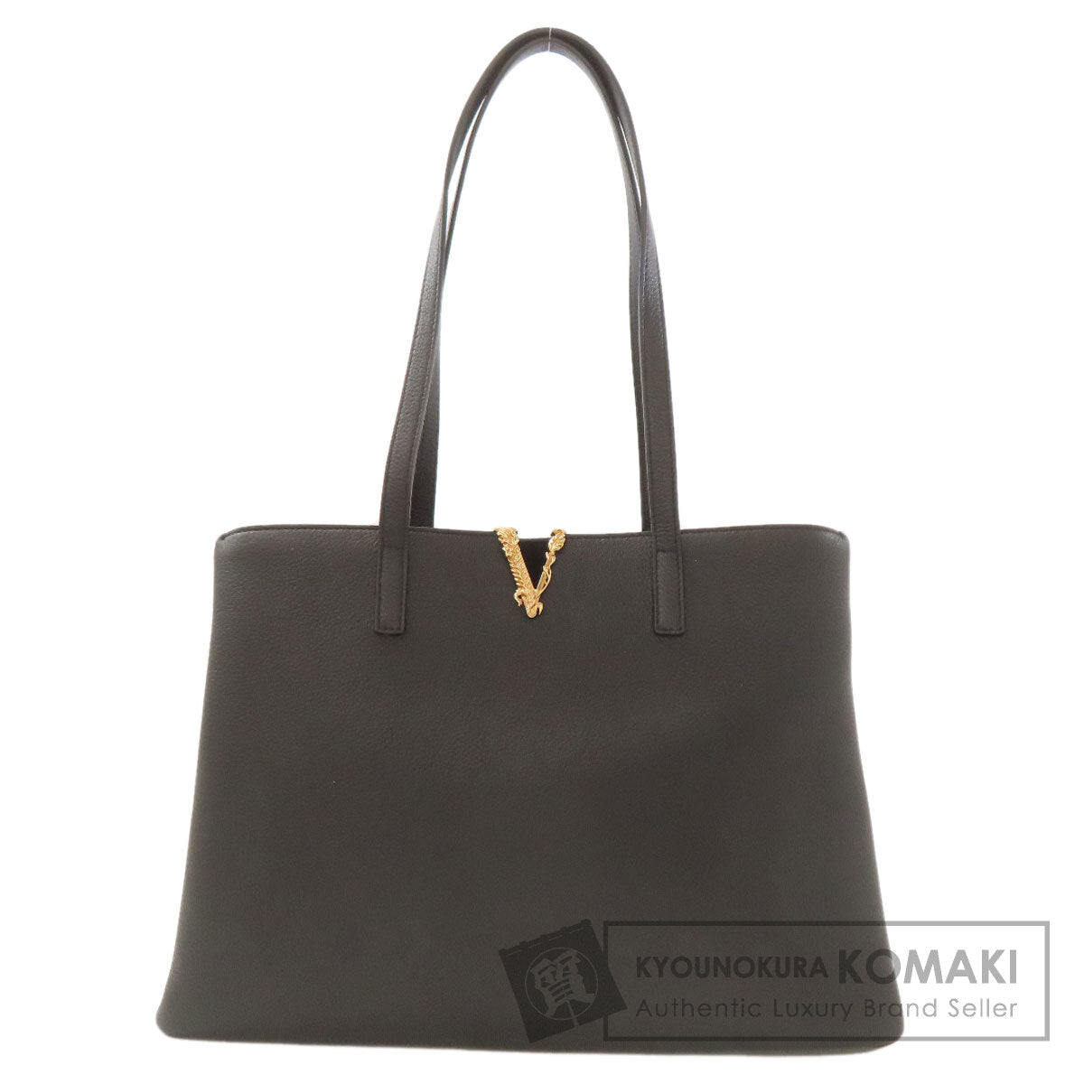 VERSACE ヴェルサーチ ロゴ トートバッグ カーフ レディース 中古
