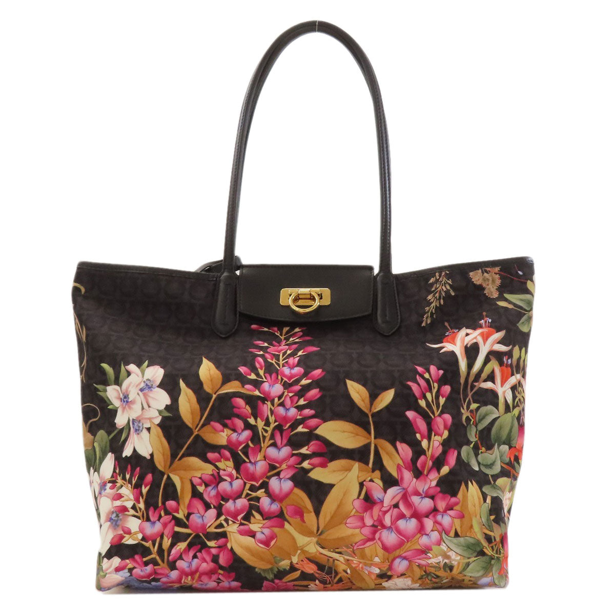 Salvatore Ferragamo サルヴァトーレフェラガモ フラワー ガンチーニモチーフ トートバッグ ナイロン レディース 中古
