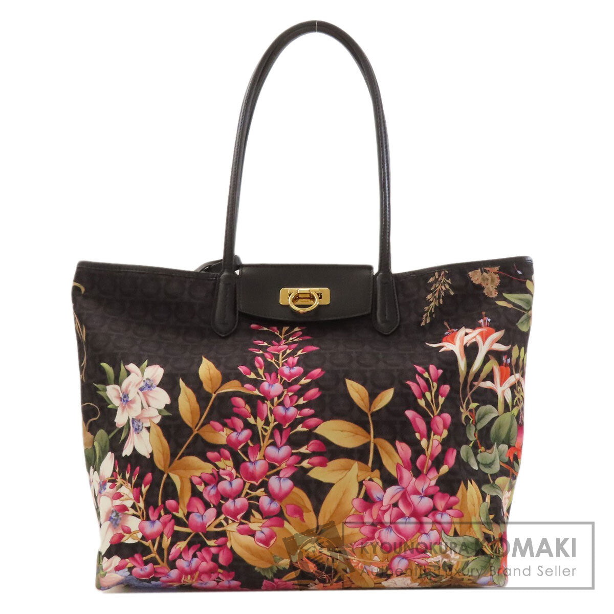 Salvatore Ferragamo サルヴァトーレフェラガモ フラワー ガンチーニモチーフ トートバッグ ナイロン レディース 中古