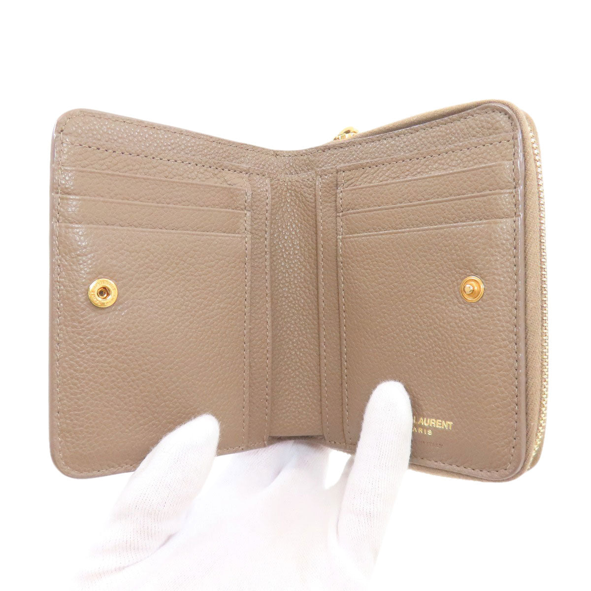 YVES SAINT LAURENT イヴ・サンローラン カサンドラ 二つ折り財布（小銭入れあり） レザー レディース 中古