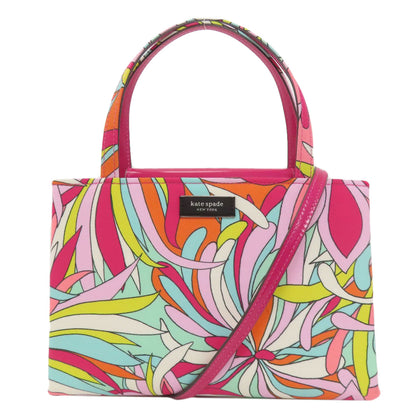 kate spade ケイトスペード フラワー 2WAY ハンドバッグ ナイロン レディース 中古