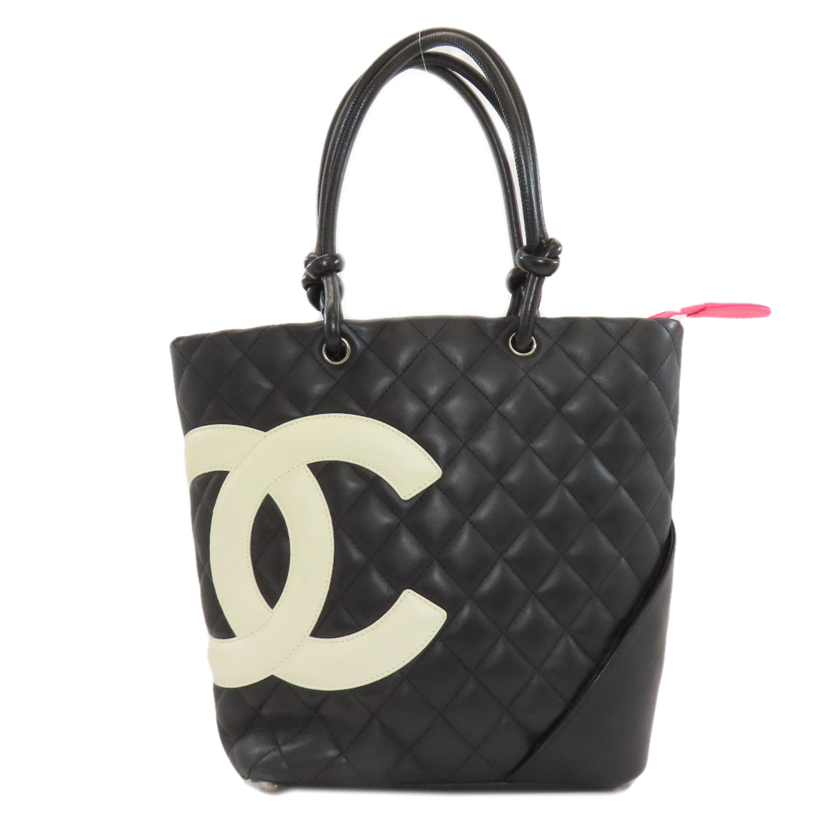 CHANEL シャネル カンボンライン シルバー金具 ハンドバッグ カーフ レディース 中古