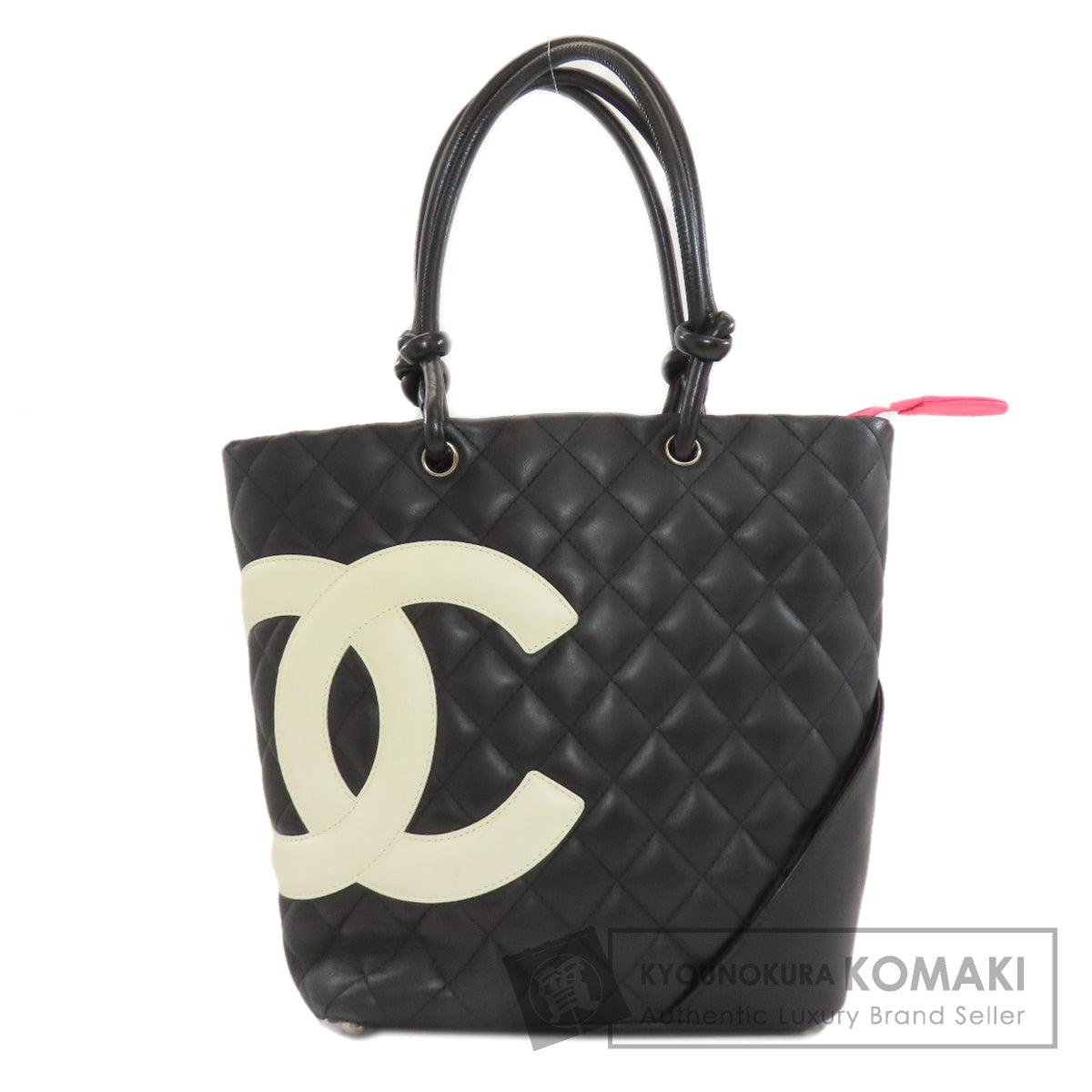 CHANEL シャネル カンボンライン シルバー金具 ハンドバッグ カーフ レディース 中古