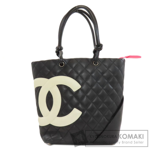 CHANEL シャネル カンボンライン シルバー金具 ハンドバッグ カーフ レディース 中古