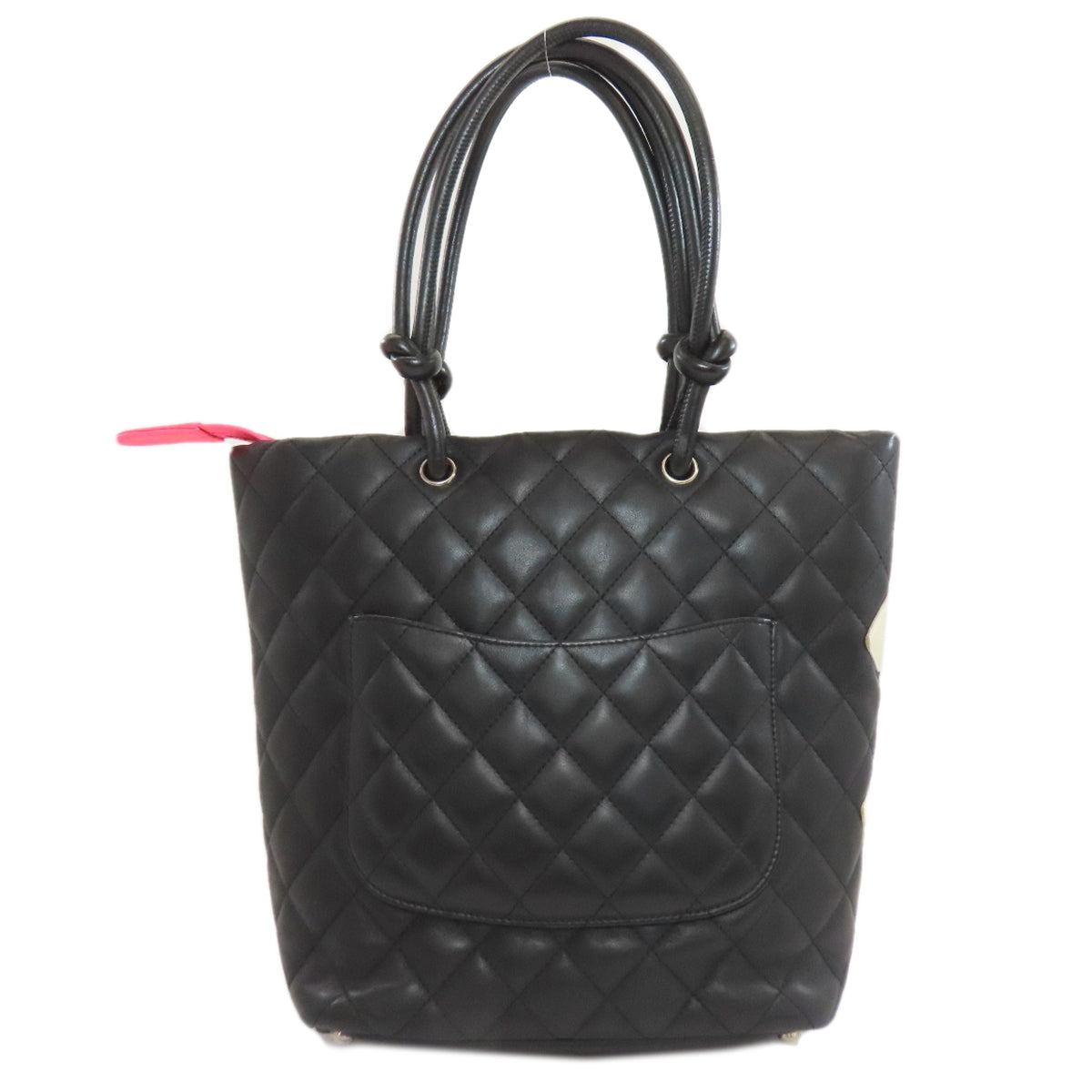 CHANEL シャネル カンボンライン シルバー金具 ハンドバッグ カーフ レディース 中古