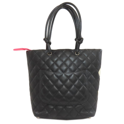 CHANEL シャネル カンボンライン シルバー金具 ハンドバッグ カーフ レディース 中古