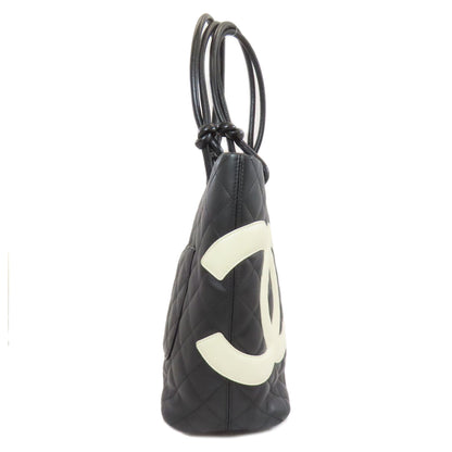 CHANEL シャネル カンボンライン シルバー金具 ハンドバッグ カーフ レディース 中古
