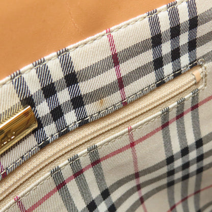 BURBERRY バーバリー ロゴ ハンドバッグ レザー レディース 中古