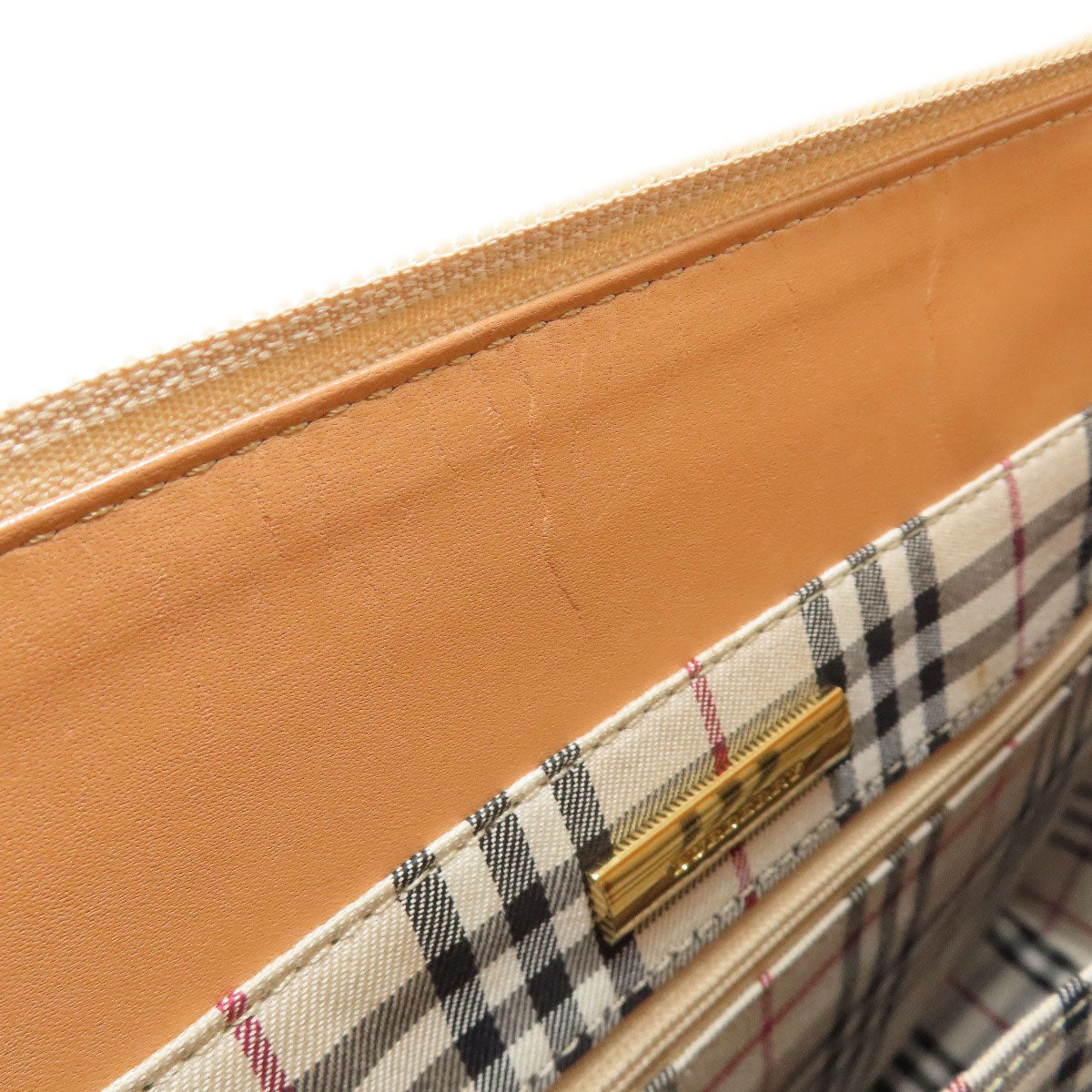 BURBERRY バーバリー ロゴ ハンドバッグ レザー レディース 中古
